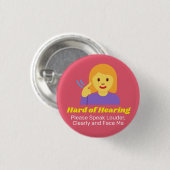 Mädchen mit Personalisiertem Text hören Button (Vorne & Hinten)