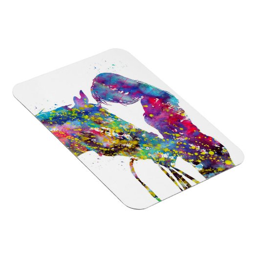 Mädchen mit Pferd farbenfroh Magnet (Rechte Seite)