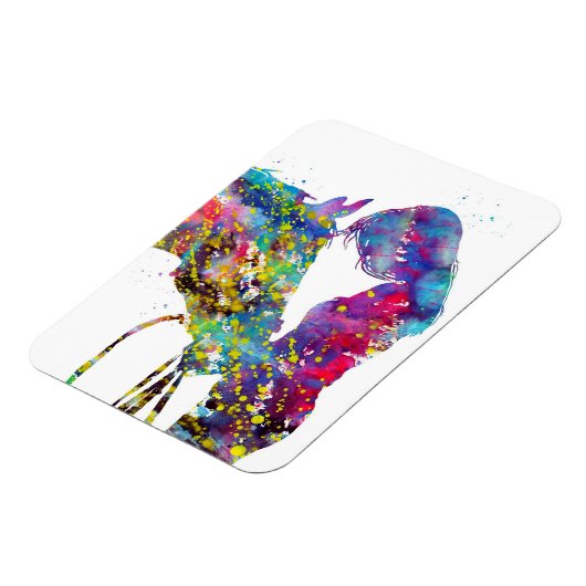 Mädchen mit Pferd farbenfroh Magnet (Linke Seite)