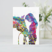 Mädchen mit Pferd farbenfroh RSVP Karte (Stehend Vorderseite)