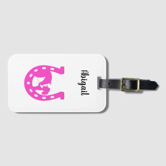 Mädchen mit Pferd und Western-Hut Hot Pink Horsesh Gepäckanhänger (Vorderseite (Horizontal))