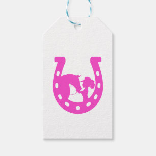 Mädchen mit Pferd und Western-Hut Hot Pink Horsesh Geschenkanhänger