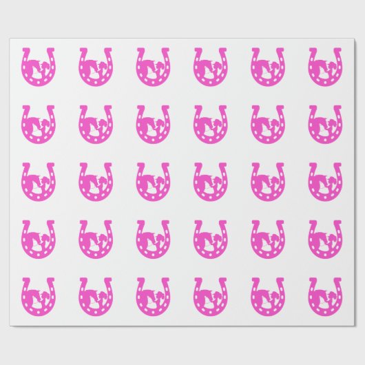 Mädchen mit Pferd und Western-Hut Hot Pink Horsesh Geschenkpapier (Flach)