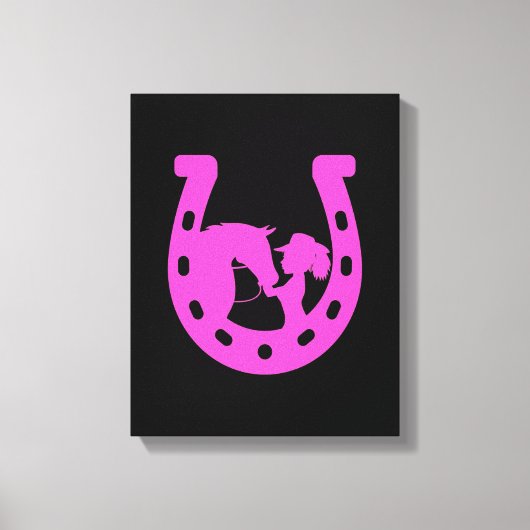 Mädchen mit Pferd und Western-Hut Hot Pink Horsesh Leinwanddruck (Vorderseite)