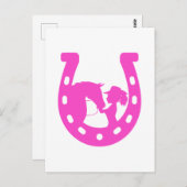 Mädchen mit Pferd und Western-Hut Hot Pink Horsesh Postkarte (Vorne/Hinten)