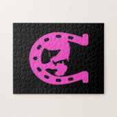 Mädchen mit Pferd und Western-Hut Hot Pink Horsesh Puzzle (Horizontal)