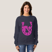 Mädchen mit Pferd und Western-Hut Hot Pink Horsesh Sweatshirt (Vorne ganz)