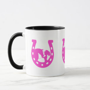Mädchen mit Pferd und Western-Hut Hot Pink Horsesh Tasse