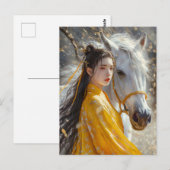 Mädchen mit Pferdechinesischer Zodiac Art Postkarte (Vorne/Hinten)