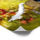 Mädchen mit Pferden Blume Fantasie Art Poster (Ecke)