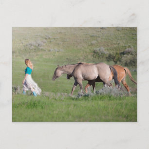 Mädchen mit Pferden Postkarte