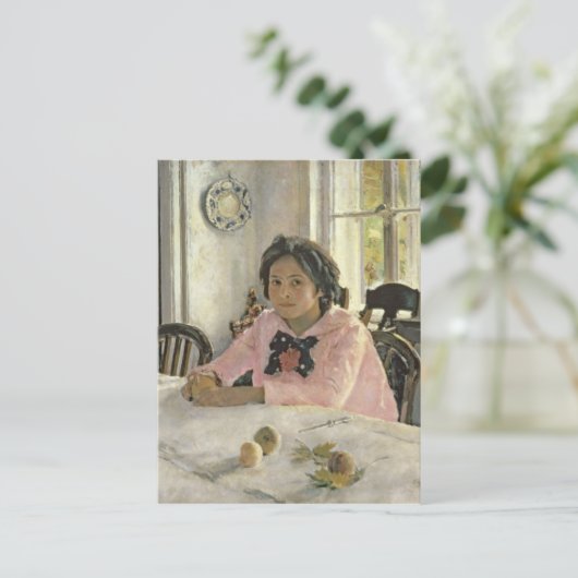 Mädchen mit Pfirsichen, 1887 Postkarte (Stehend Vorderseite)