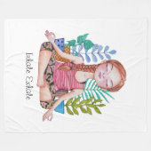 Mädchen mit Pflanze vermitteln Fleecedecke (Vorderseite (Horizontal))