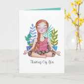 Mädchen mit Pflanze vermitteln Karte (Gelbe Blume)