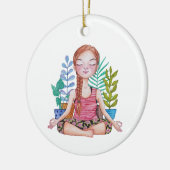 Mädchen mit Pflanze vermitteln Keramik Ornament (Links)