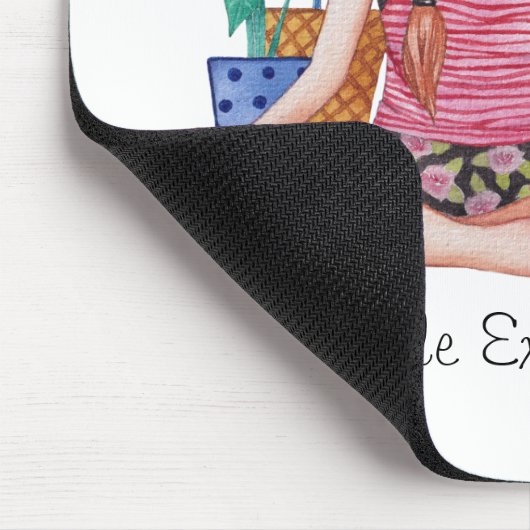 Mädchen mit Pflanze vermitteln Mousepad (Ecke)