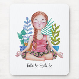 Mädchen mit Pflanze vermitteln Mousepad