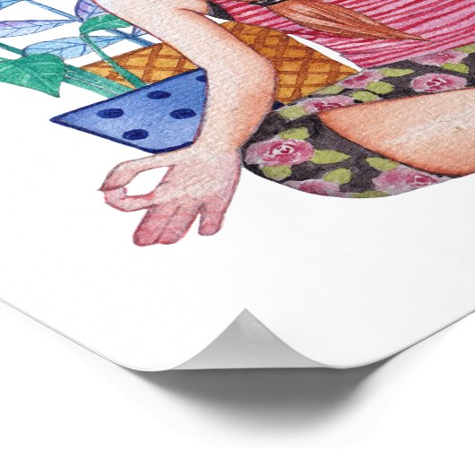 Mädchen mit Pflanze vermitteln Poster (Ecke)