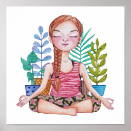 Mädchen mit Pflanze vermitteln Poster