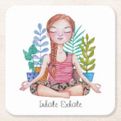 Mädchen mit Pflanze vermitteln Rechteckiger Pappuntersetzer (Vorderseite)