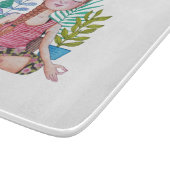 Mädchen mit Pflanze vermitteln Schneidebrett (Ecke)