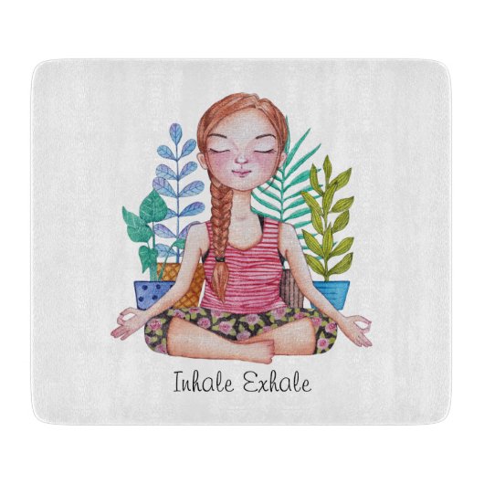 Mädchen mit Pflanze vermitteln Schneidebrett (Vorderseite)