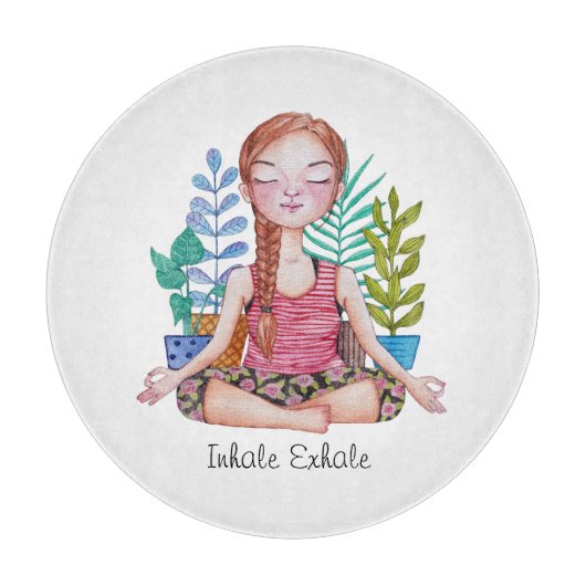 Mädchen mit Pflanze vermitteln Schneidebrett (Vorderseite)