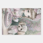 Mädchen mit Poodle- und Katzenfreunden Geschenkpapier Set (Vorderseite 2)