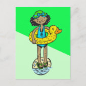 Mädchen mit Pool Toy Postkarte (Vorderseite)