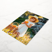 Mädchen mit Pumpkin Basket Happy Halloween Folieneinladung (Gedreht)