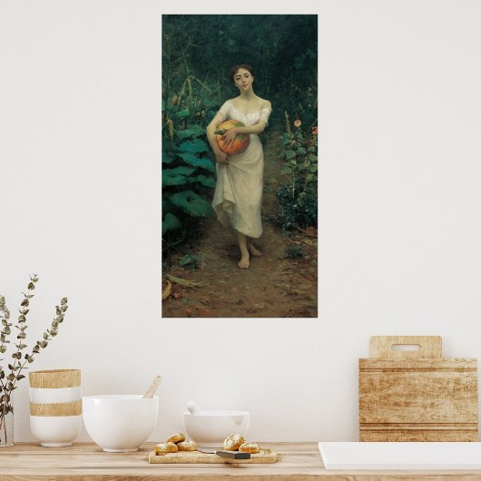 Mädchen mit Pumpkin Zonaro 1889 Poster (Küche)