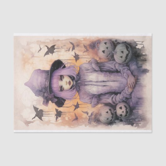 Mädchen mit Pumpkins 1 Decoupage Paper Seidenpapier (Vorderseite)
