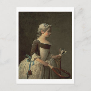 Mädchen mit Racket und Shuttlecock Postkarte