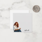 Mädchen mit Red Hair Notepad Mitteilungskarte (Vorderseite/Rückseite Beispiel)