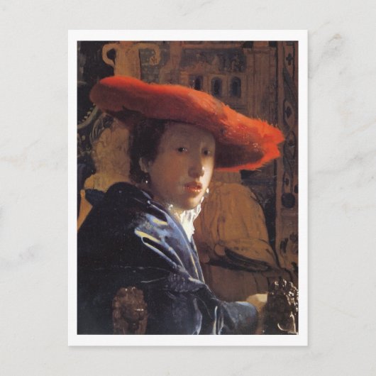 Mädchen mit Red Hat, c.1665 (Öl auf Panel) Postkarte (Vorderseite)