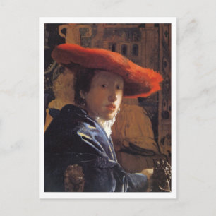 Mädchen mit Red Hat, c.1665 (Öl auf Panel) Postkarte