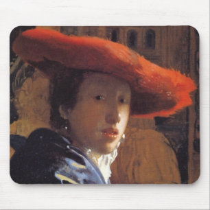 Mädchen mit Red Hat, c.1665 (Öl auf Platte) Mousepad