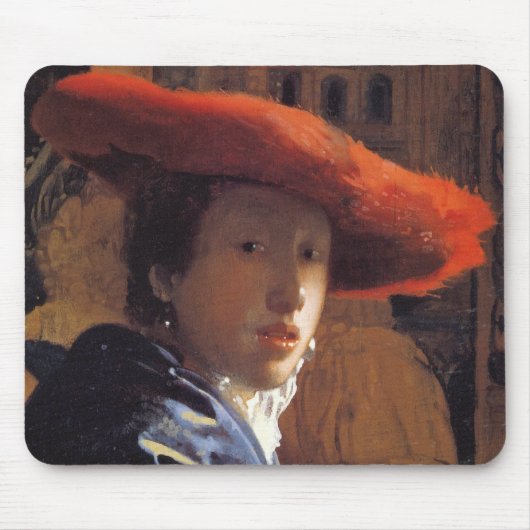 Mädchen mit Red Hat, c.1665 (Öl auf Platte) Mousepad (Vorne)
