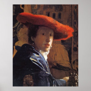 Mädchen mit Red Hat, c.1665 (Öl auf Platte) Poster