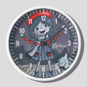 Mädchen mit Red Hat Monochromatic Wall Clock Uhr