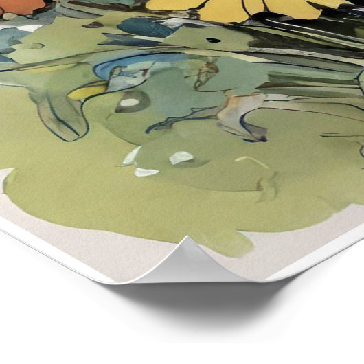 Mädchen mit Regenbogen-Blume im Haar Poster (Ecke)