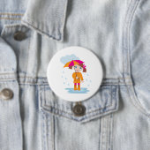 Mädchen mit Regenschirm an regnerischen Tagen für Button (Beispiel)
