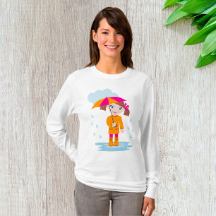 Mädchen mit Regenschirm an regnerischen Tagen für  T-Shirt