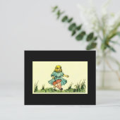 Mädchen mit Regenschirm auf Lily Pads Postkarte (Stehend Vorderseite)