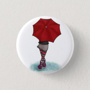 mädchen mit Regenschirm Button