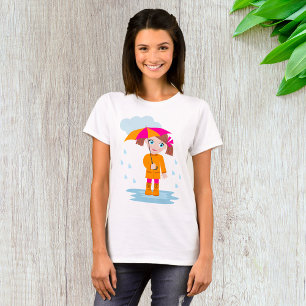 Mädchen mit Regenschirm im Regen Kinder Regentag T-Shirt