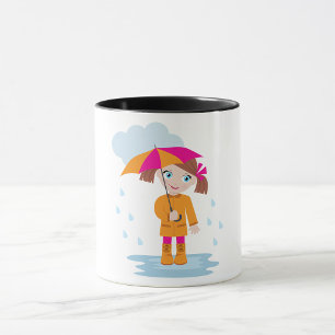 Mädchen mit Regenschirm im Regen Kinder Regentag Tasse