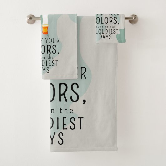 Mädchen mit Regenschirm in Wind Positives Zitat Badhandtuch Set (Insitu)