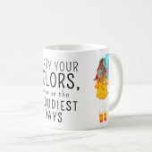 Mädchen mit Regenschirm in Wind Positives Zitat Kaffeetasse (VorderseiteRechts)