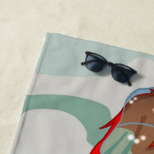 Mädchen mit Regenschirm in Wind Positives Zitat Strandtuch (Beispiel)